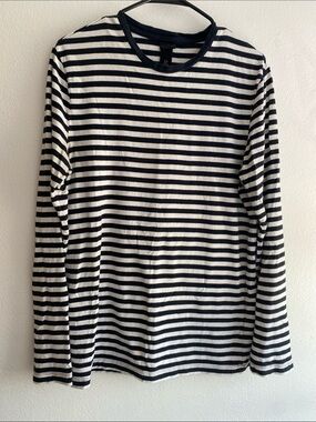 H&M Black and White Striped Long-Sleeve Tee
